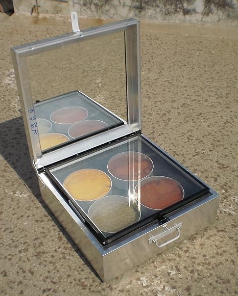 RUDRA SOLAR ENERGY Solar Box 4 Pot Cooker, 500x500x150mm (Silver)