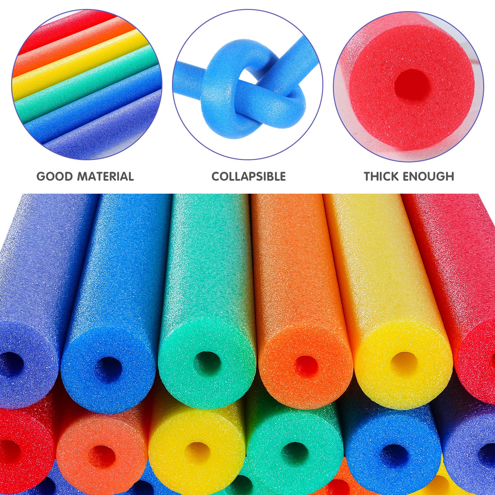 Pool Noodles 2-Pack - 59 Inch Floating Foam Tubes For Swimming & Water Play