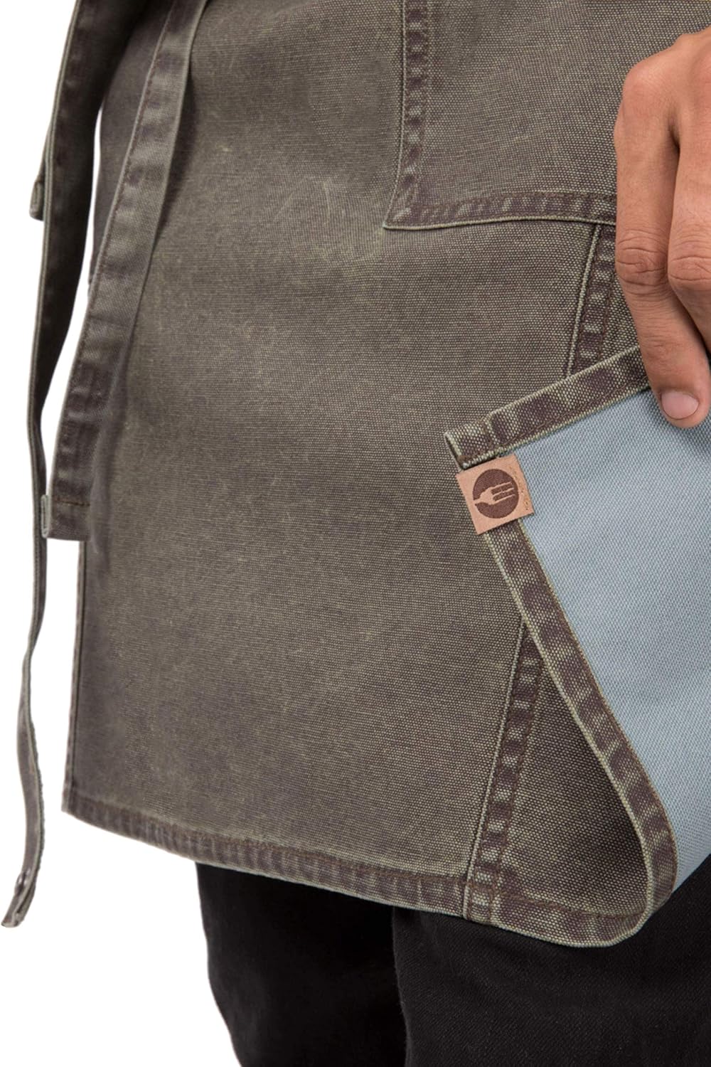 Chef Works unisex adult Denver Cross-back Bib Work Utility Apron, Olive Wood, One Size US: Clothing