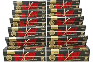 RAW Classic Black King Size Slim Natural Unrefined Ultra Thin 110mm Rolling Papers (12 Packs)