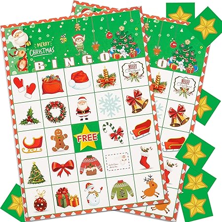 Amazon Joy Day クリスマスビンゴゲーム クリスマス 休日 冬パーティー用品 クリスマスギフト クリスマスパーティーゲーム 教室でのアクティビティ 24人用 クリスマスパーティーゲーム景品 メイキングトイ おもちゃ