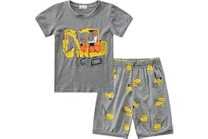 CM-KID Toddler Boys Pajamas 100% Cotton Summer Pjs for Boy Jammies Dinosaur Dog Little Kids Clothes Sleepwear Short Sets Size 2-7T