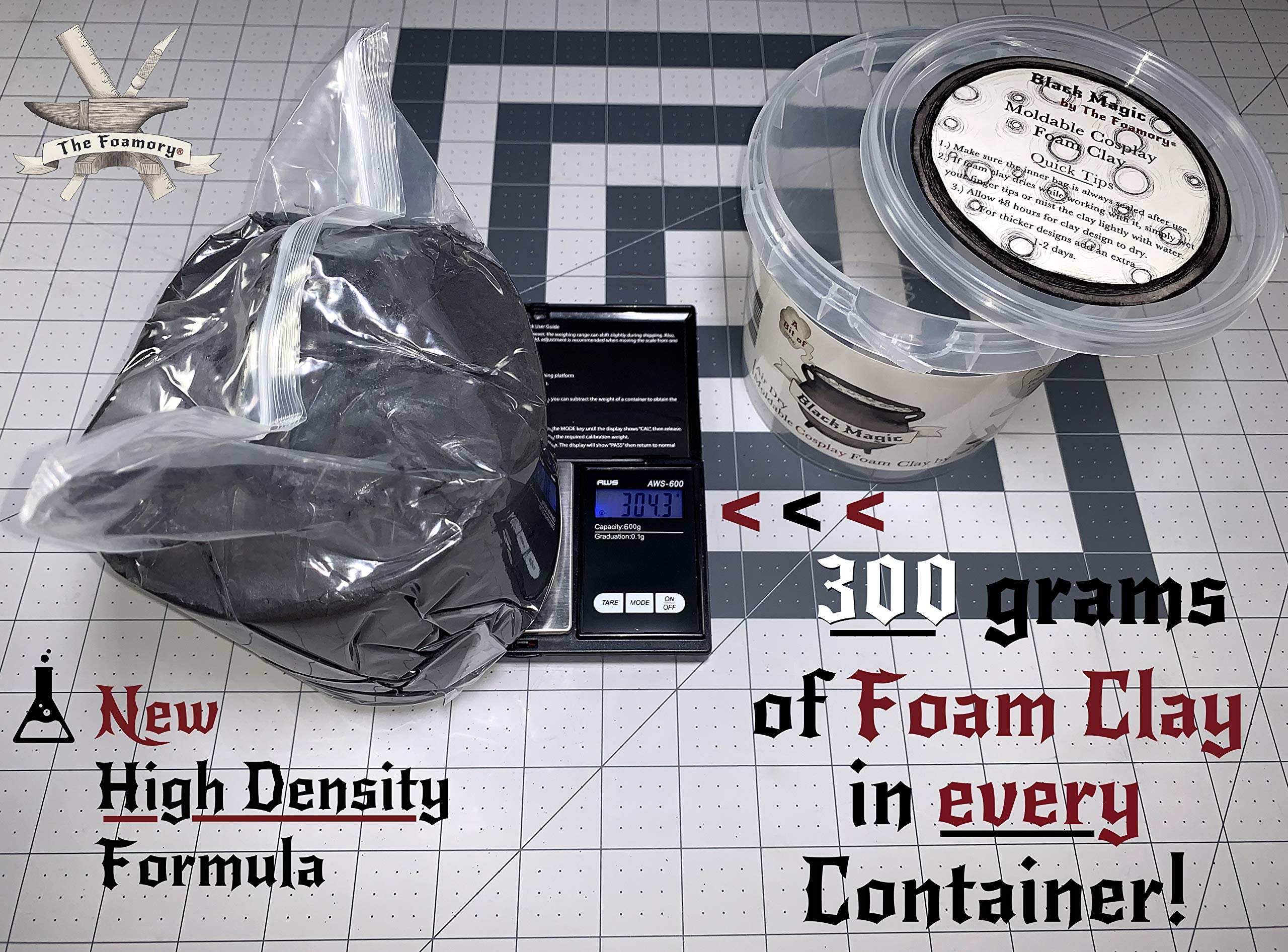 The Foamory Moldable Cosplay Foam Clay (300g Black) High Density Air Dry Clay, EVA Foam Sands Paints Easily, Non-Toxic Safe for Kids, Adults & Crafts