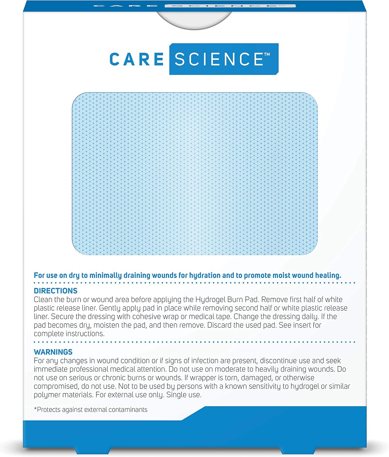 Care Science Hydrogel Sterile Burn Pads & Wound Dressing for Burn Relief, 4 ct | Instant Cooling Relief for Minor Burns: Health & Personal Care
