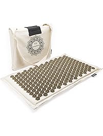 Eco Acupressure Massage Mat Natural Linen Cotton | Acupuncture Mats for Neck, Back, Reflexology, Sciatica, Trigger Point and Massage Therapy, Manual Massage | Stress Relief Pad with Free Carry Bag