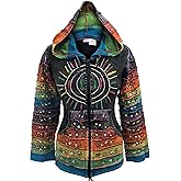 Shopoholic Fashion Women's Full Sleeve Gothic Sun Patchwork Faded Pixie Cotton Hippy Rib Hoodie