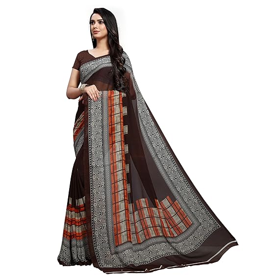 Women's georgette with blouse piece Cloth/Fabric (PC1054_ Multicoloured_ One Size)