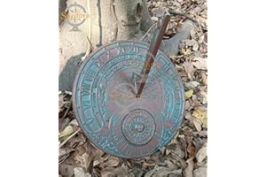 SUZIFURN Brass Garden Sundial “I Count None But Golden Hours” – Vintage Patina Finish