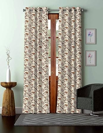 Buy Easy Life Floral Single Panel Readymade 7ft Door Curtain 1001