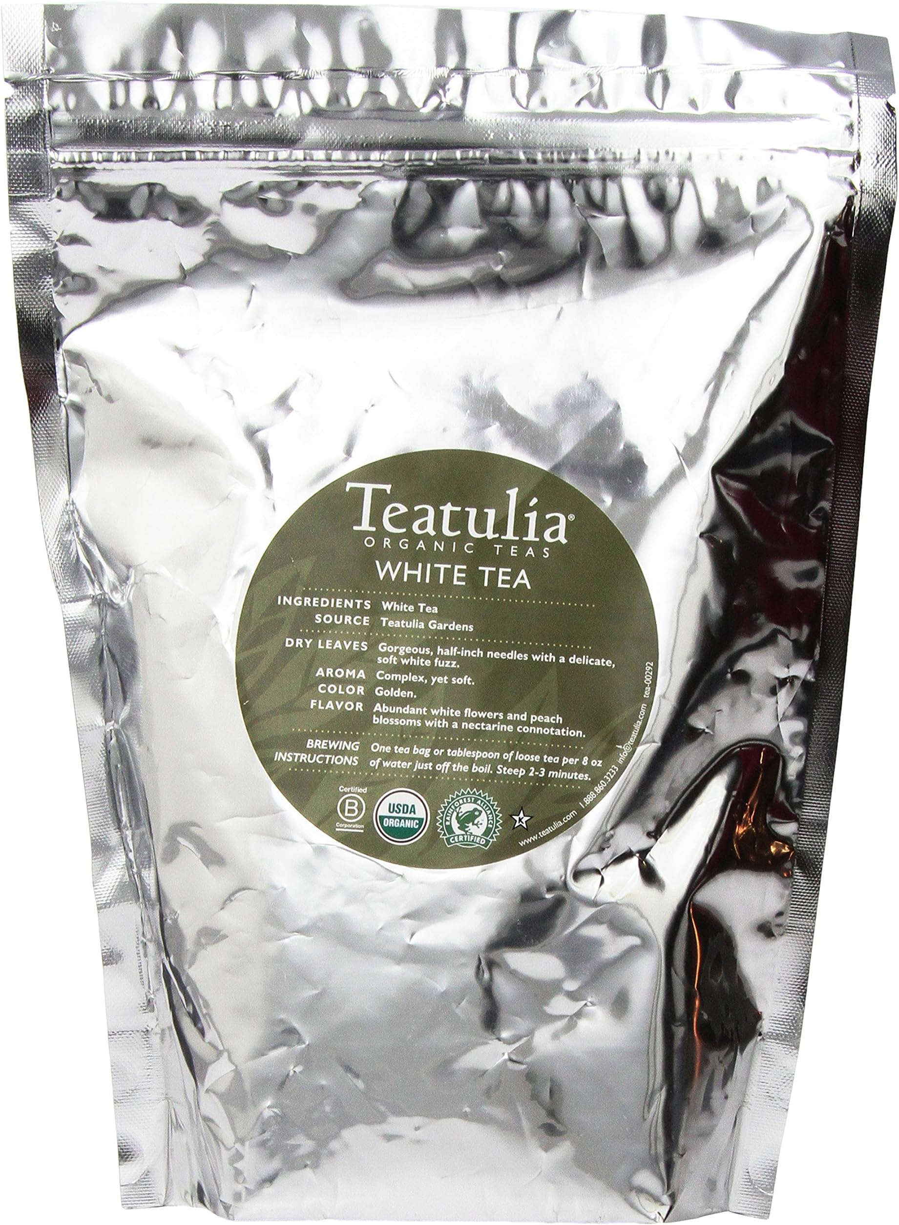 Teatulia Organic Single Garden White Tea, 100-Count pyramid bags