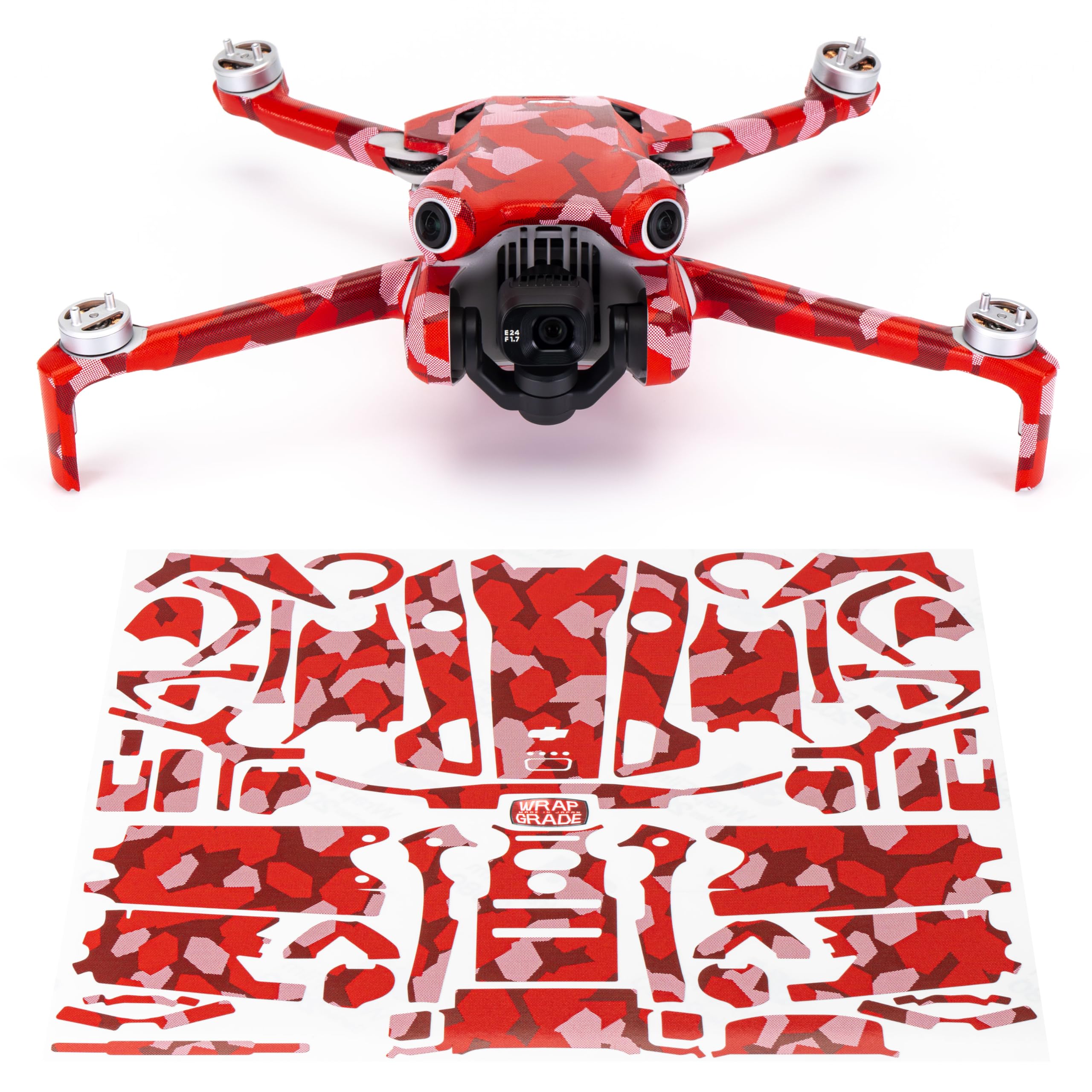 WRAPGRADE Skin Stickers Compatible with DJI Mini 4 Pro | Full Wrap (Super Red Dot Camo)