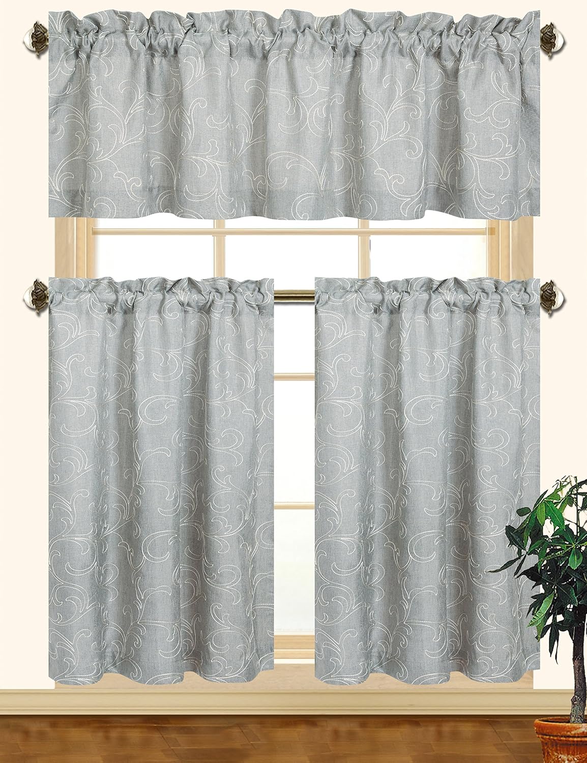 Best gray kitchen curtains and valances set