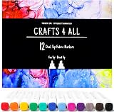 Crafts 4 ALL Fabric Pens 12 Dual Tip Markers Vibrant Washable Colors