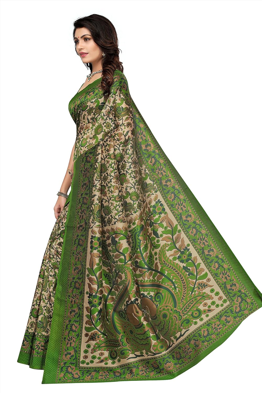 oomph! art silk saree with blouse piece (rbks_green_free size)