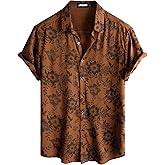 JOTOOK Mens Hawaiian Shirt Short Sleeve Button Down Tropical Shirts Casual Floral Summer Beach Shirt