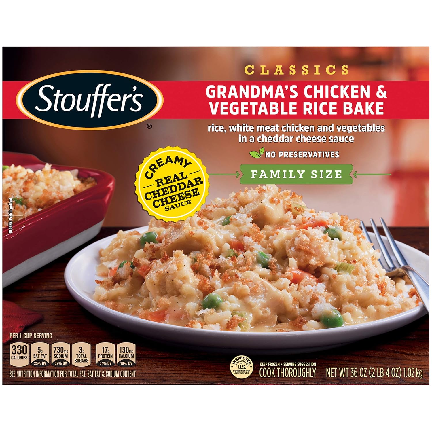 STOUFFER'S Family Size Grandma's Chicken & Vegetable Rice Bake 36 oz. Box (Frozen)