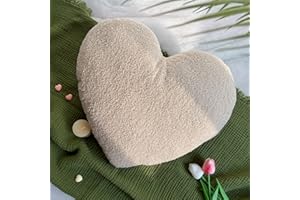 EastTree Heart Pillows, Off White Heart Shaped Pillows, Love Throw Pillows, Cute Sherpa Heart Decor, Large Fluffy Pillows, Women Girls Living Bedroom Home Decoration 15x18 Inch