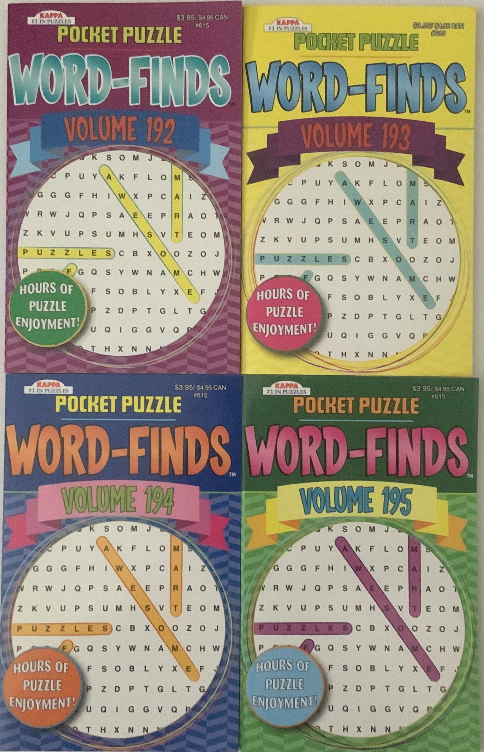 Lot Of 4 Kappa Pocket Size Word Finds Puzzle Books Volume 192 193 194 195 Kappa Books Amazon Com Books