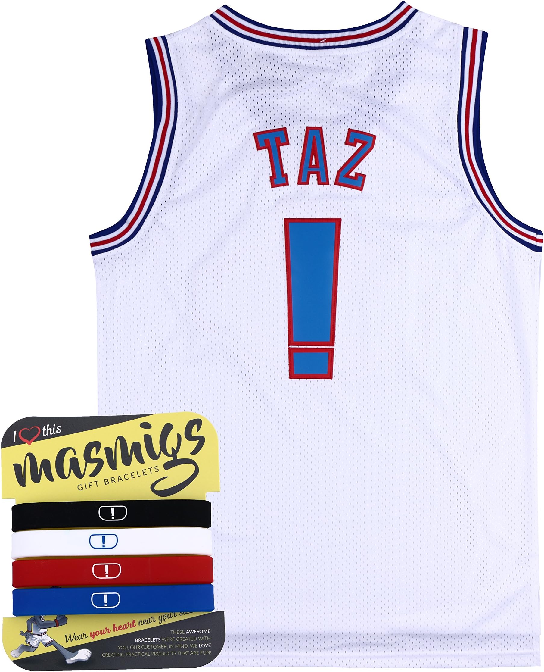 Halloween Taz ! White Space Jam jersey Basketball Jersey Include Free Wristbands (L/50)