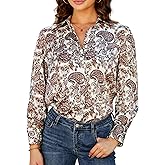 BBIBBI Women Silky Printed Button Down Shirts Wrinkle-Resistant Relaxed Fit Fashion Blouse Puff Long Sleeve Tops 2026
