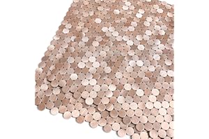 M MOFIT Small Penny Round Peel and Stick Backsplash Tile for Kitchen Wall,Metal Mosaic Tiles Stickers for Bathroom Behind Stove Fireplace (10sheets,Rose Gold)