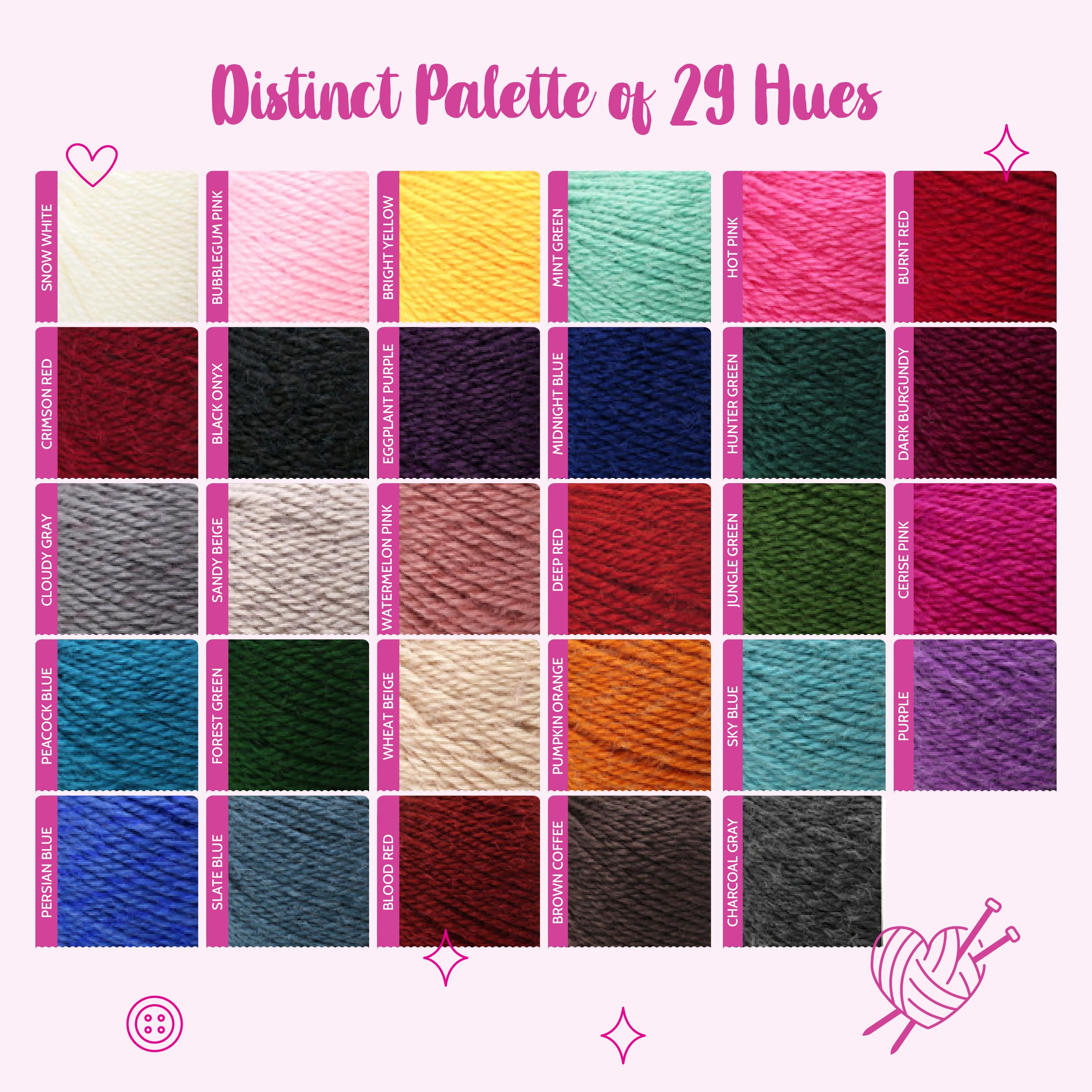 KnitPal Woolen Delights Soft Wool Yarn for Crocheting, 40% Wool, 40% Acrylic, 20% Polyamide - Wool Blend Yarn - #4 Aran/Heavy Worsted Weight Wool Yarn - 3 Skeins, 522yds/300g - Bubblegum Pink