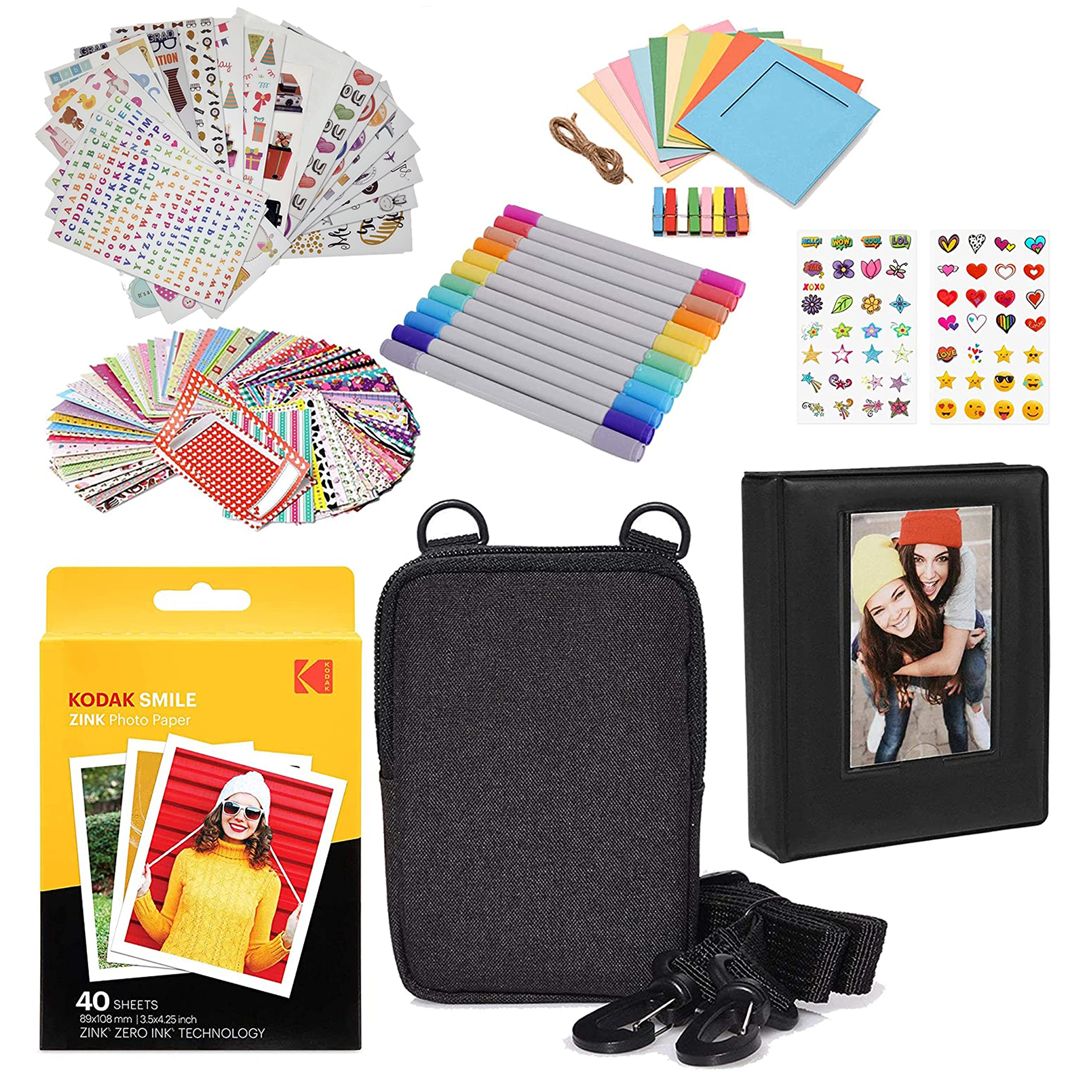 KODAK 3x4" Premium Zink Photo Paper (40 Pack) Accesory Kit with Photo Album, Case, Stickers, Markers