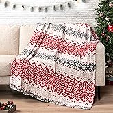 PAVILIA Christmas Throw Blanket | Holiday Christmas Red Fleece Blanket | Soft, Plush, Warm Winter Cabin Throw, 60x80 (Red Snowflakes)