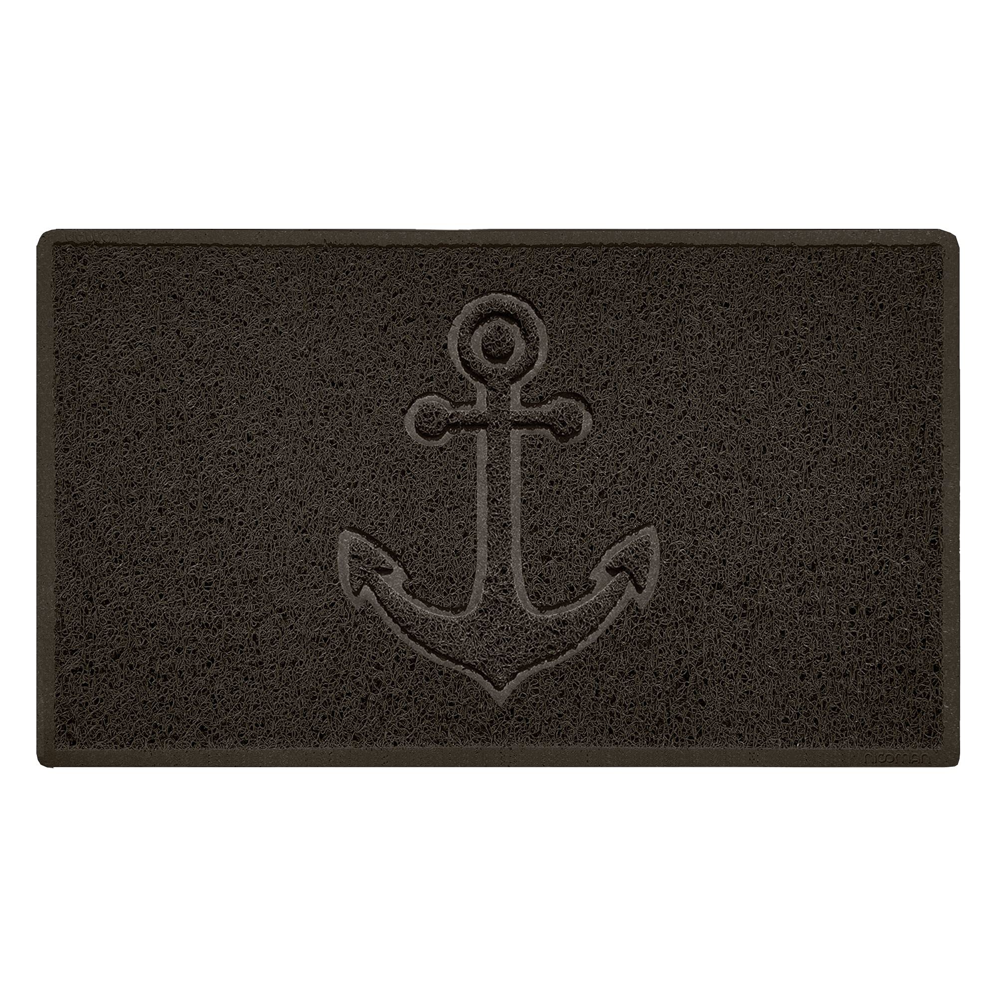 Nicoman Anchor Embossed Shape Door Mat Dirt-Trapper Washable Barrier Doormat-(Use Indoor or Sheltered Outdoor)-(75x44cm/29.5x17.3inches,Medium) Brown