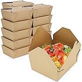 Fit Meal Prep 48 oz To Go Boxes, Paper Take Out Containers, Lunch Meal Food Boxes disposable #8, Microwave Safe, Leak Grease Resistant for Restaurant, Catering, 40 Pack