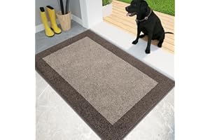 PURRUGS Dirt Trapper Door Mat 24" x 36", Non-Slip/Skid Machine Washable Entryway Rug, Shoes Scraper, Throw Rug, Super Absorbent Area Rug for Muddy Wet Shoes and Paws, Beige & Grayish Brown