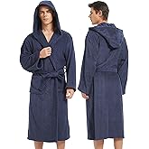 UTJZIB Mens Robe with Hood-Classic Terry Cloth Bathrobe for Men,Soft Knee Length Bathrobes