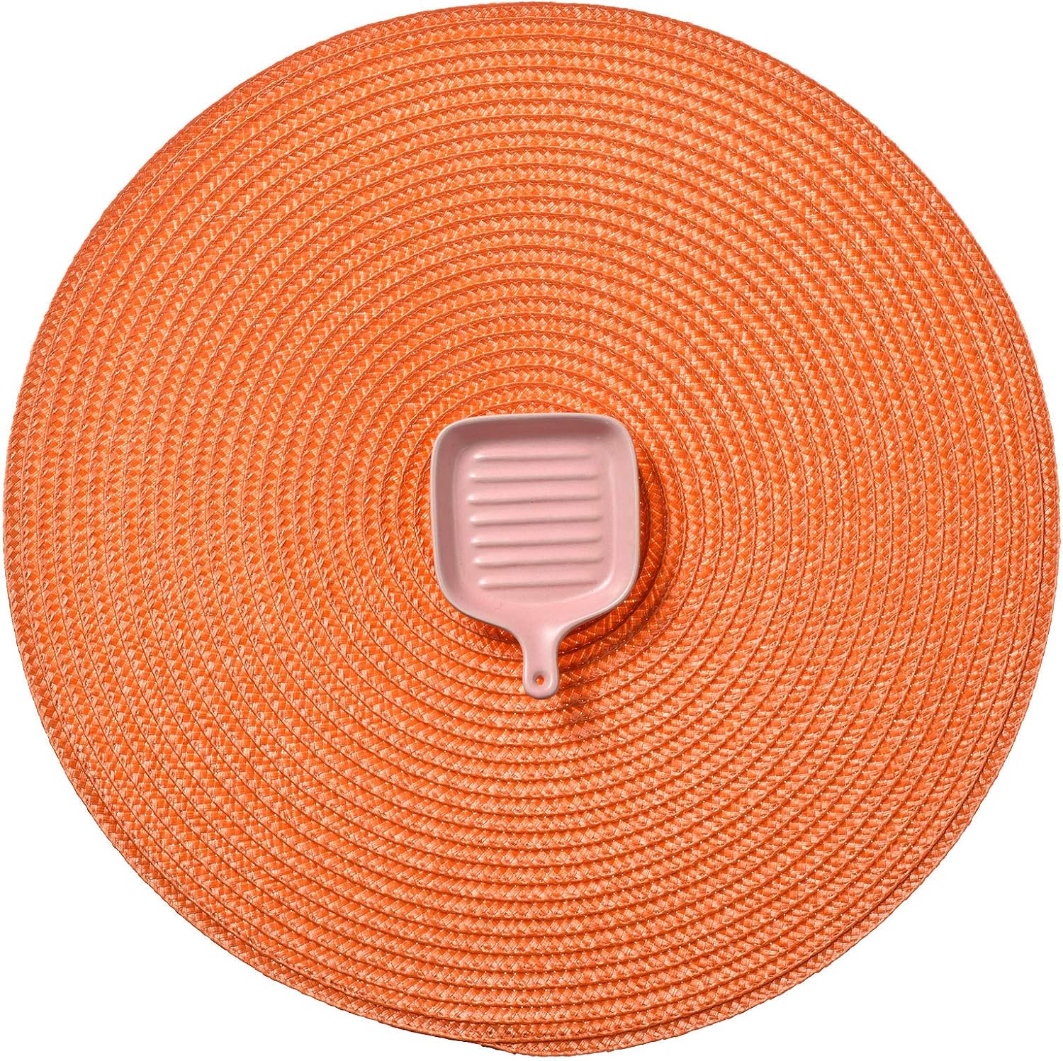 AHHFSMEI Round Braided Placemats 15 Inch Round Table Mats for Dining Tables Woven Heat Resistant Place mats Set of 6 (Orange): Home & Kitchen