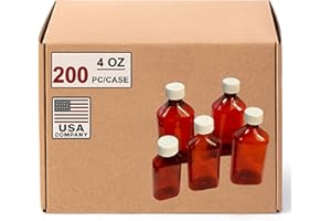 Marah 4oz Oval Medicine Bottles with Child Resistant Cap 200 PCS/Case Tamper Evident Plastic Bottles for Cough Syrup, Liquid Medications, Pharmacy Use, HDPE BPA-Free Wholesale Packaging