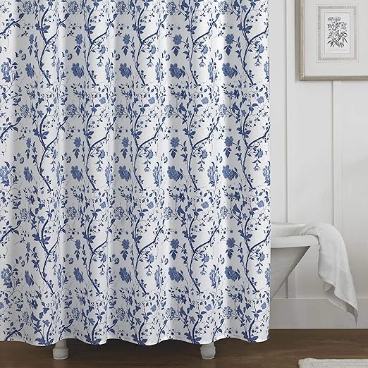 Amazon Com Laura Ashley Charlotte Shower Curtain Blue Home