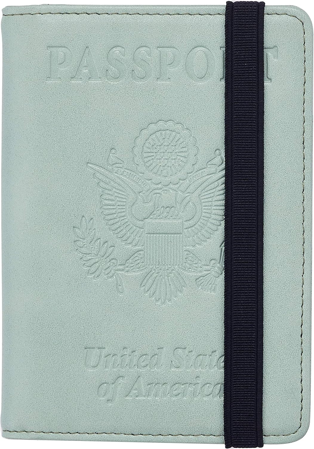  | Travelambo RFID Blocking Leather Passport Holder Cover Case Travel Wallet Elastic Strap(01 Black NP Black) | Passport Wallets