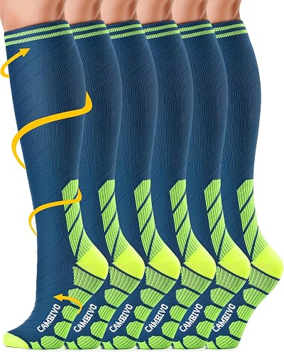 Cambivo Compression Socks 3 Pairs 20-30 mmHg Flight Running Travel S-M Blue