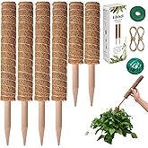 Eibikdi 6 Pcs Moss Pole Extending to 68 Inches for Plants Monstera, Plant Support Stakes for Indoor Climbing Plants Grow Upwards, with 65ft Twist Ties, 13ft Jute Rope, 6.5ft Hook-and-Loop Strip