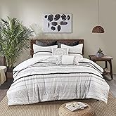 INK+IVY Luxurious Cotton-Bedding Set - Mid Century Trendy Geometric Design, All Season Cozy-Cover With Matching-Shams, Full/Queen, Nea Trims Black/Multi