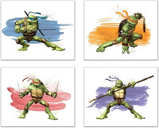 Amazon Com Teenage Mutant Ninja Turtles Wall Art Decor Set Of 4