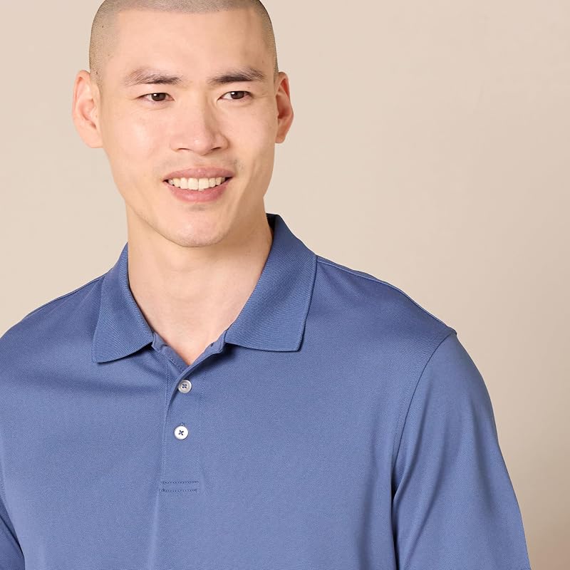 Polo de Golf, Manches Courtes, Coupe Ajustée, Séchage Rapide Homme, Bleu Délavé, XL