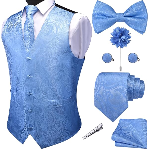 Ensemble Gilet Et Nœud Papillon Pour Homme - Soyeux Uni - Veste Sans Manches Costume Mariage Soirée