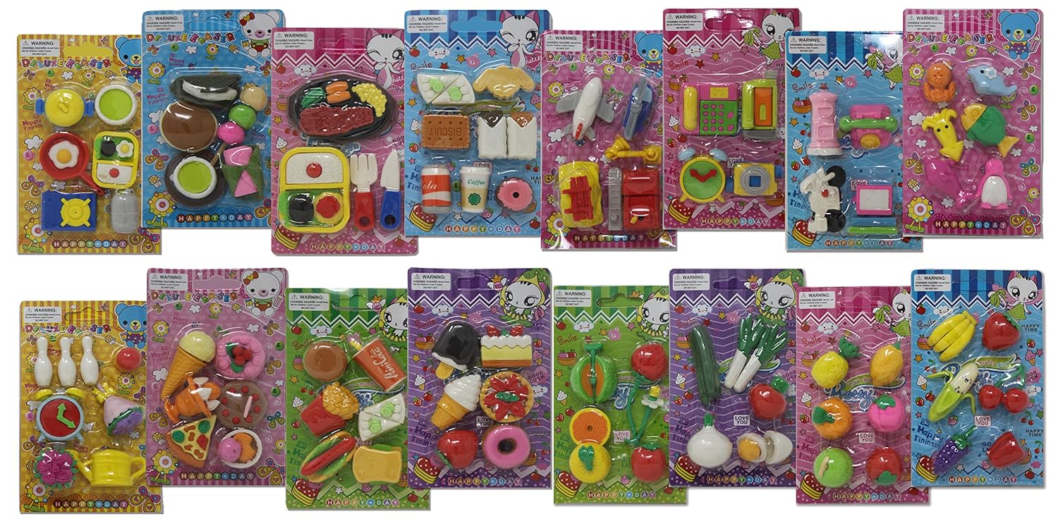 Buy AoneFun 16 Different Packs No Duplicates PullApart Erasers