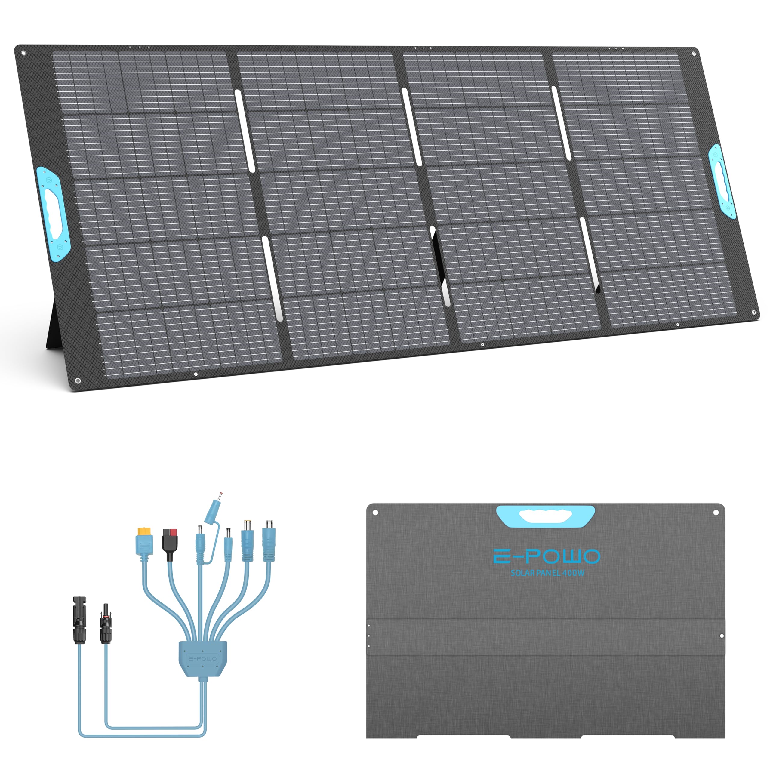 Photo 1 of (UNTESTED) (SIGNS OF USE) (PARTIAL SET) 400W Portable Solar Panel for Power Station, 23.5% High Efficiency ETFE Foldable Solar Panels Charger, Fast Installation with Kickstands, IP67 Waterproof for RV, Outdoor Camping, Off Grid Blackouts