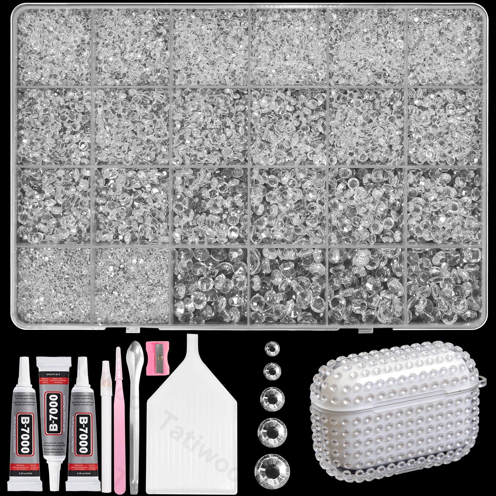 Photo 1 of 20000Pcs Clear Crystal Flatback Jelly Resin Rhinestones for Bedazzling, Mix Sizes Clear Rhinestones Gems Bedazzling for Crafting, Flatback Rhinestone for DIY Face Makeup Crafts Tumblers