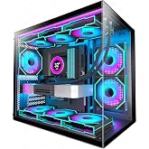 HYXN H3 HYXN ATX PC Case - Pre-Installed with 6 Infinity Mirror PWM ARGB Fans - Compact Dual Cavity Mid-Tower PC Gaming Case - with Type-C 3.2-360mm Radiator Support