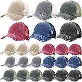 Suhine 24 Pcs Blank Baseball Caps Bulk Unisex Vintage Cap Mesh Distressed Hats Plain Adjustable Dad Hat for Women Men Trucker