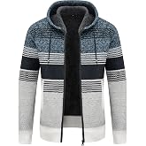 LLdress Mens Knit Cardigan Sweaters Sherpa Lined Full Zip Hoodie With Pockets