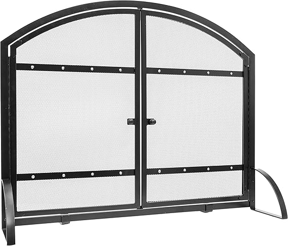 Amazon Com Pleasant Hearth Harper Arched Fireplace Screen With Doors Home Kitchen