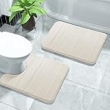 Yimobra Memory Foam Bath Mat Set 2 Piece Cream White Non Slip 43x61 cm